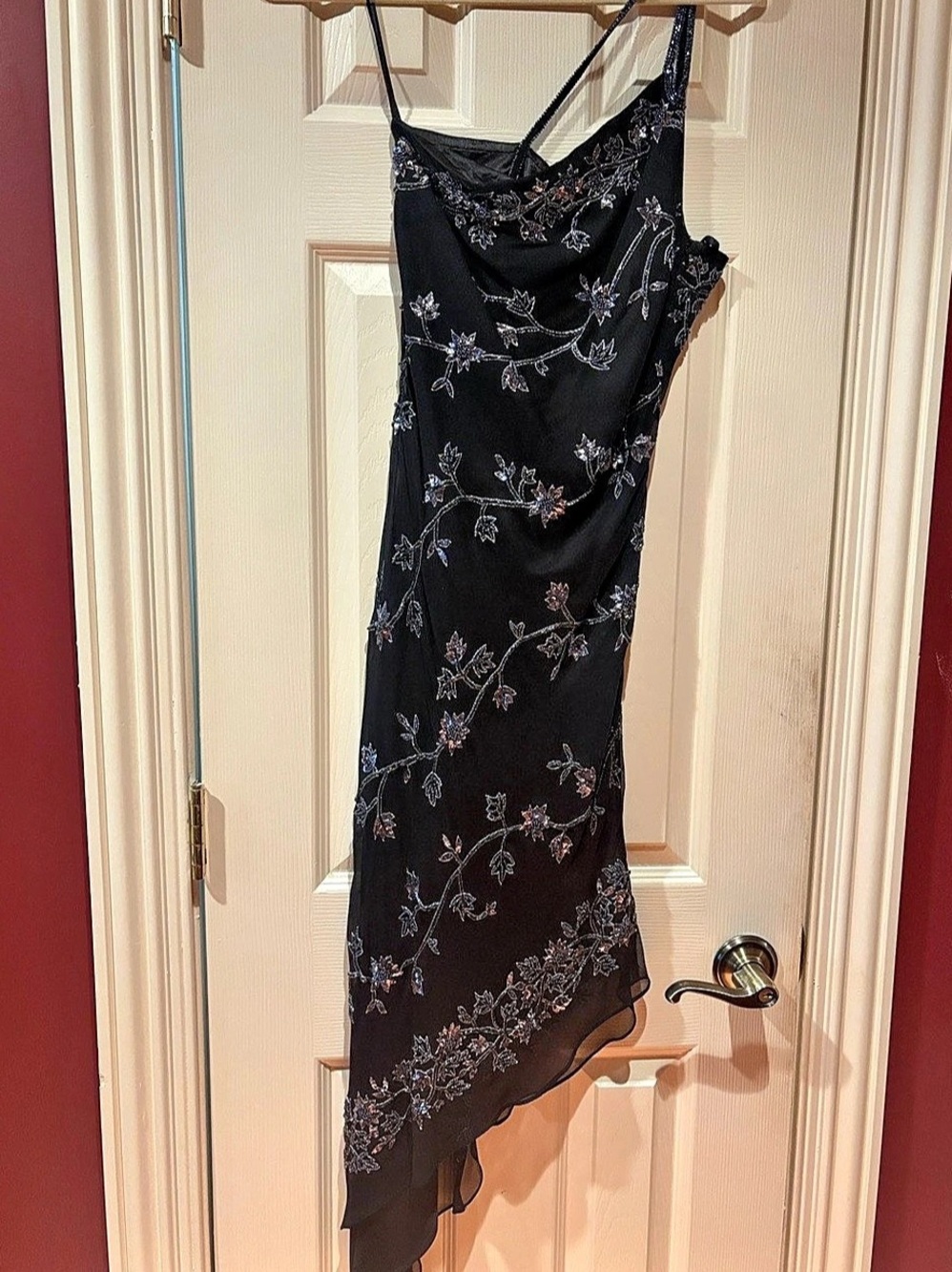 Black Floral Embellished Midi Dress